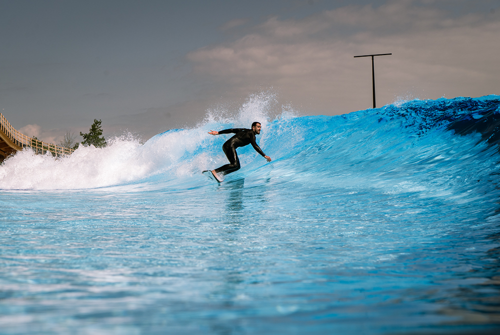 Man Surfing in Surf Park